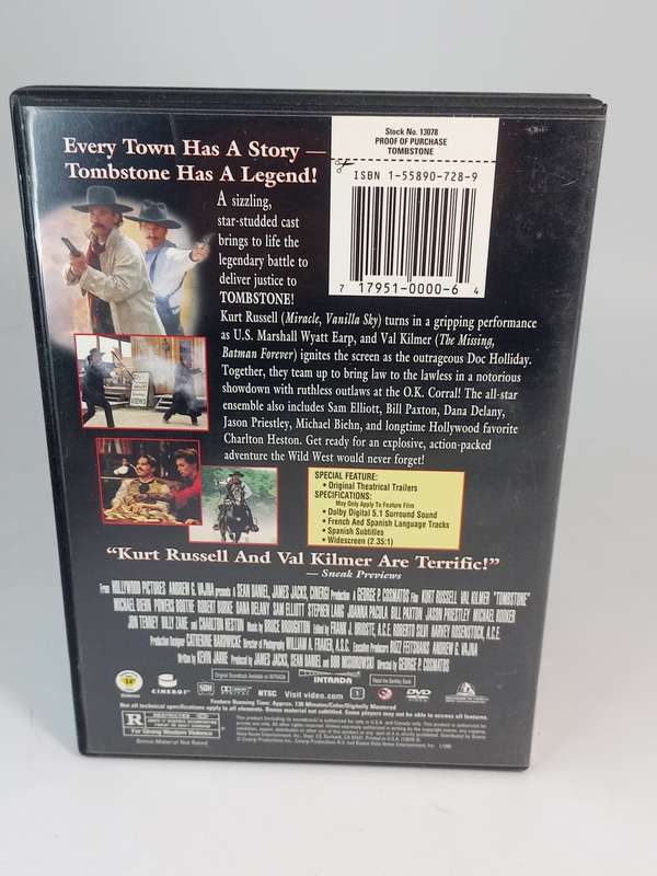 Tombstone DVD REGION 1 - Kurt Russell & Val Kilmer