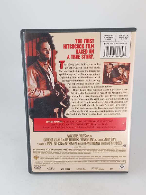 The Wrong Man DVD REGION 1 Black & White - Henry Fonda & Vera Miles