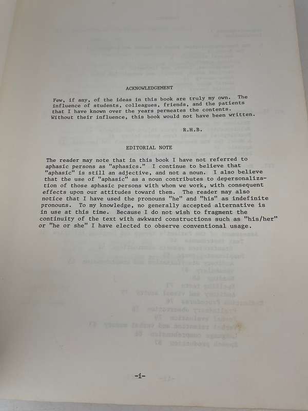 An Introduction to Aphasia by Dr. Brookshire, Veteran's Administration Hospital