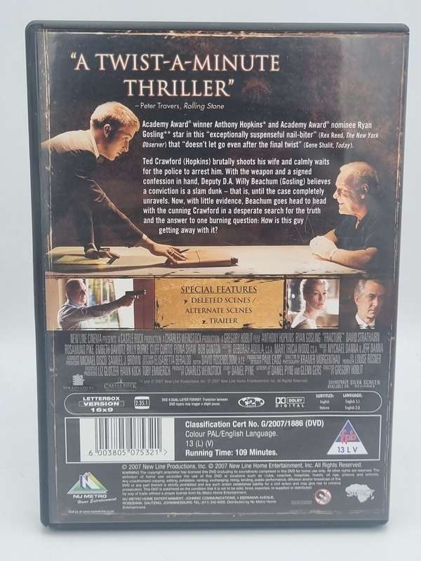 Fracture DVD - Anthony Hopkins & Ryan Gosling