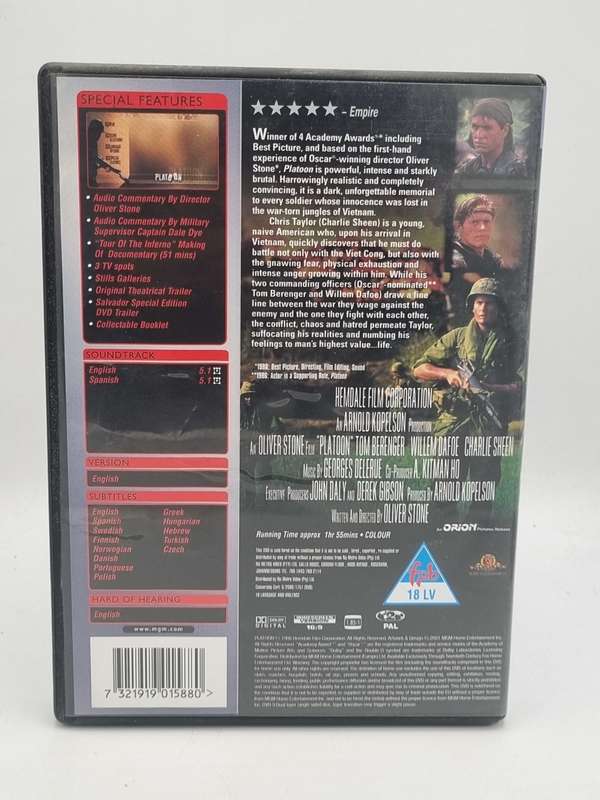 Platoon DVD - Tom Berenger, Willem Dafoe & Charlie Sheen