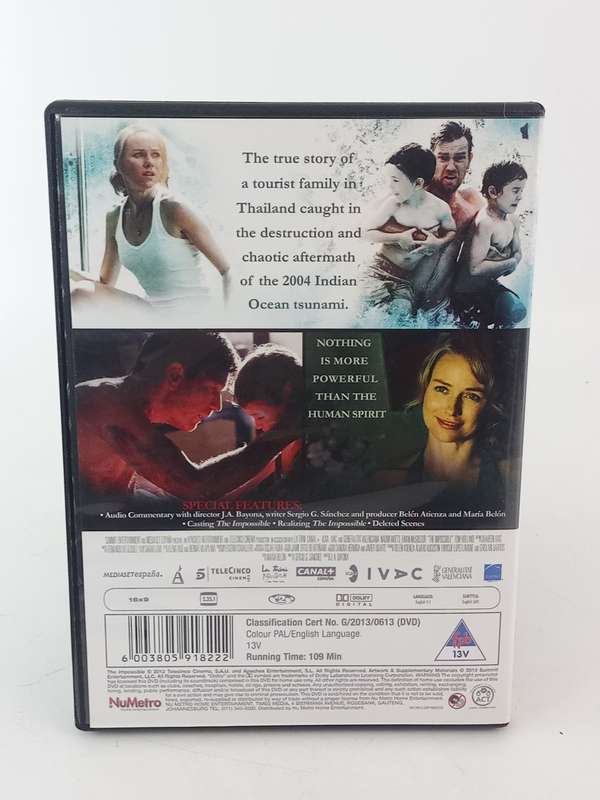 The Impossible DVD - Naomi Watts & Ewan McGregor