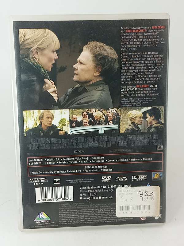 Notes on a Scandal DVD - Judi Dench & Cate Blanchett