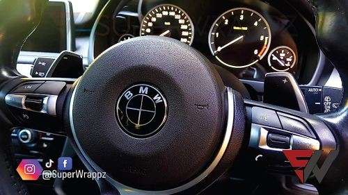 BMW steering badge - full black style