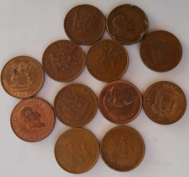 LOT OF 54 OLD SOUTH AFRICAN COINS (BID FOR LOT)