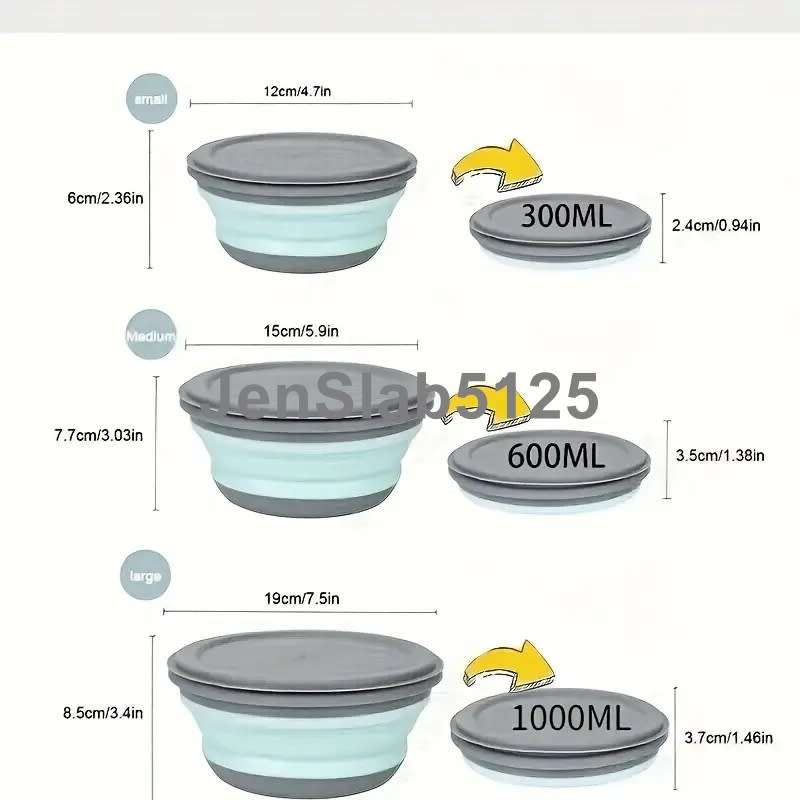 COLAPSIBLE SILICONE TRAVEL STORAGE BOWLS SET OF 3