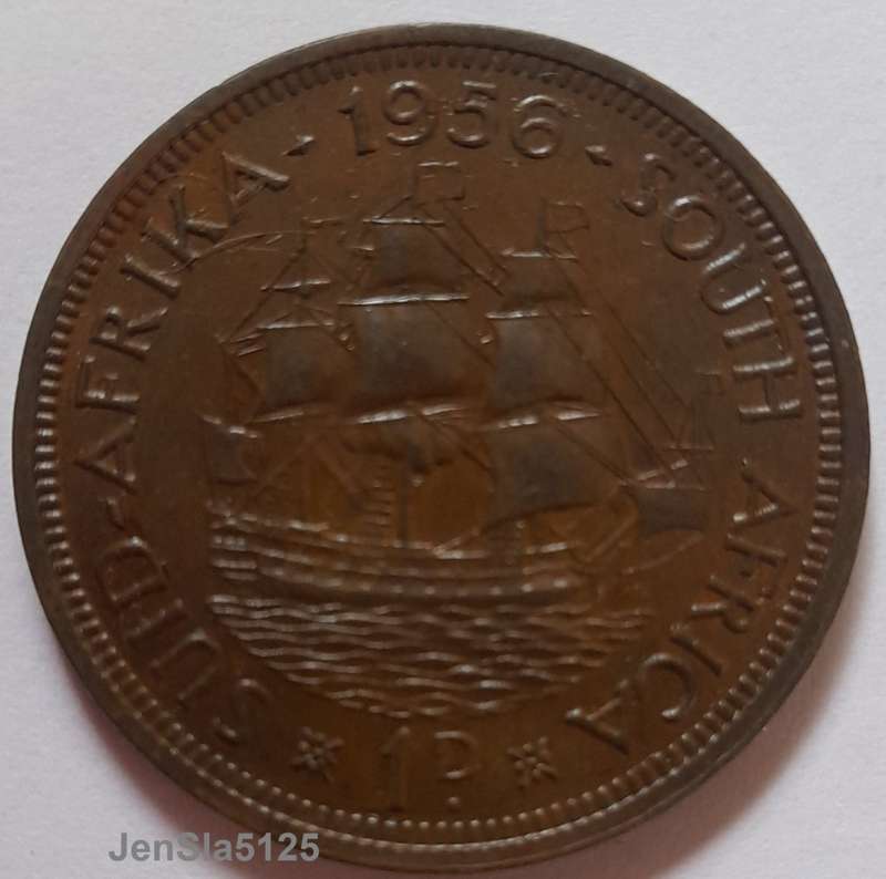 South African UNCIRCULATED 1956 1D coin
