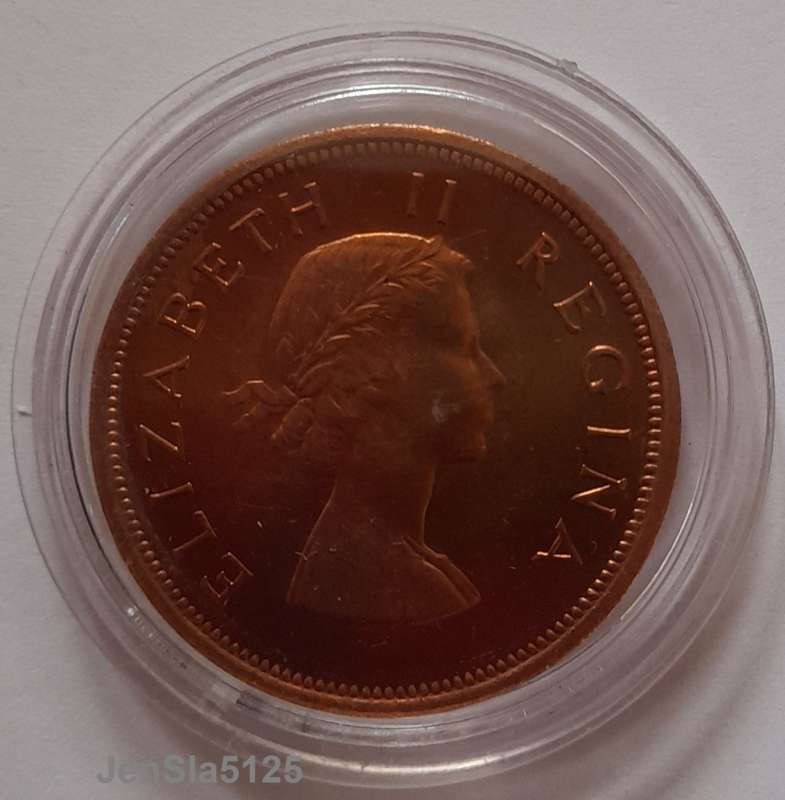 South African UNCIRCULATED 1960 1D COIN IN CAPSULE