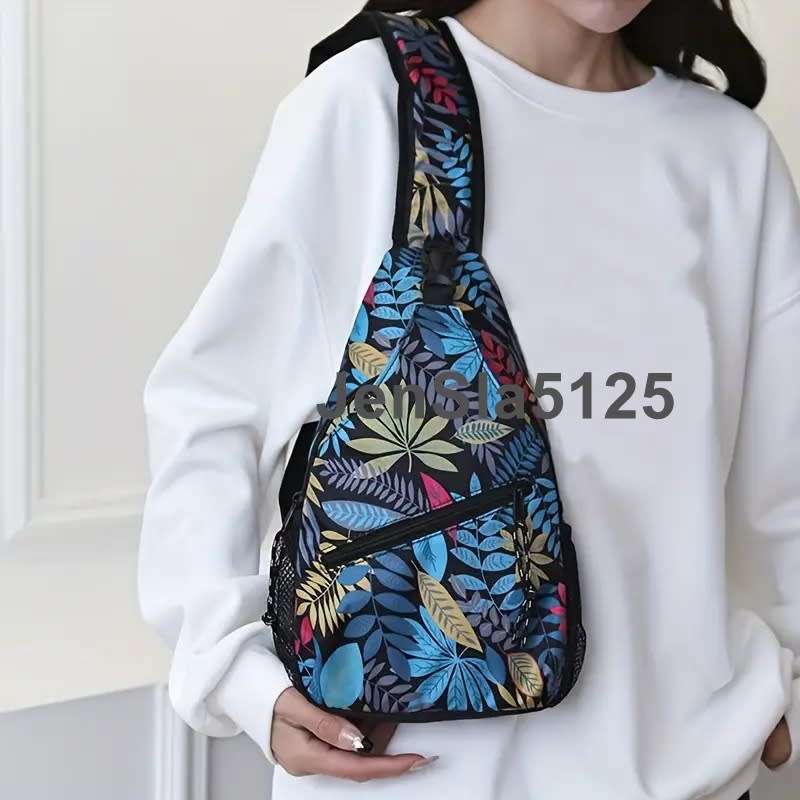NEW IN - Ladies Leaf Print Cycling Strap Cross Body Shoulder Bag