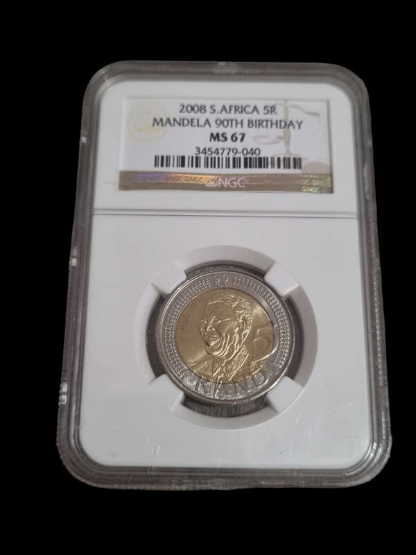 South Africa: 2008 Mandela 90th Birthday R5, NGC Ms67