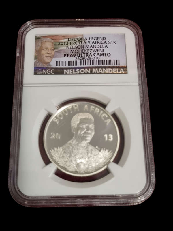South Africa: 2013 Mandela, Life of a Legend SR1 Twin Set in Display Box. NGC Graded Ms69 & PF69