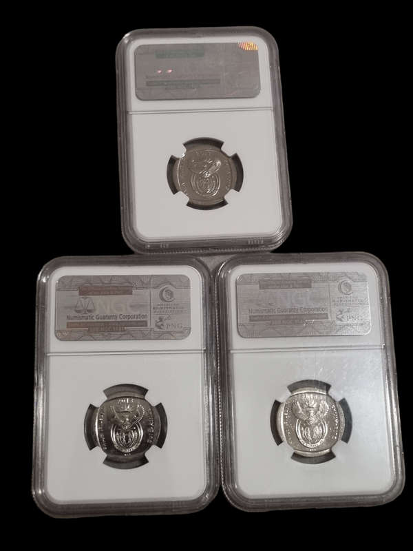 South Africa: 2013 Union Buildings R2 MS63DPL, 3 coin lot one bid to take the lot.