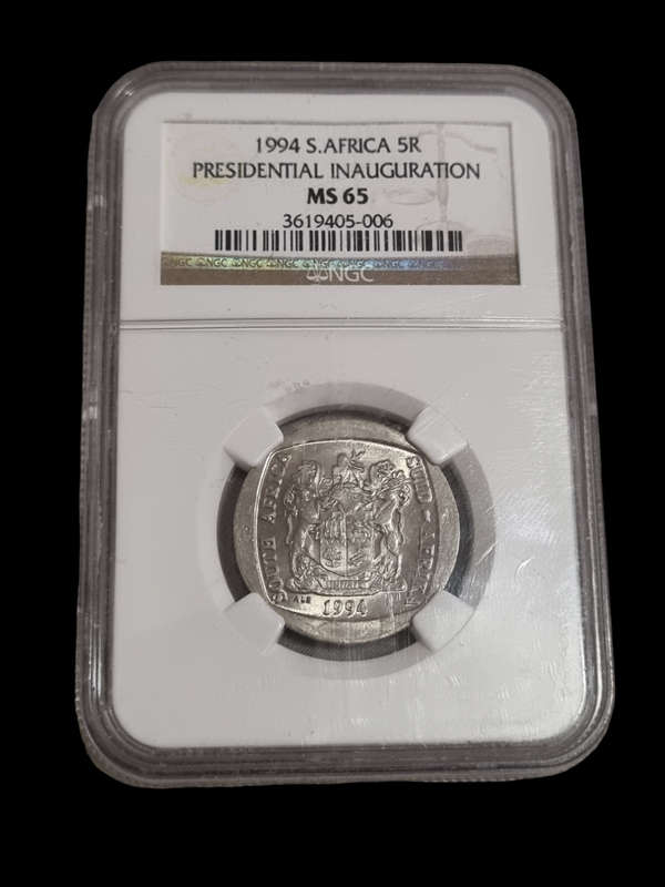 South Africa: High Grade 1994 Inauguration R5 NGC MS65