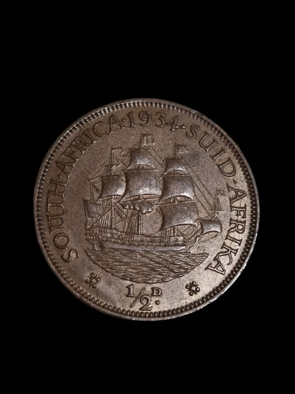 South Africa: Rarer Date, AU 1934 Union Half Penny
