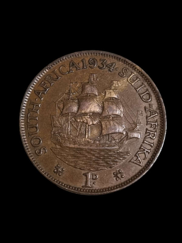 South Africa: High Cat Value AU+ 1934 Union Penny