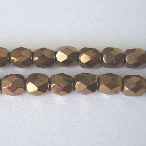 Czech Fire Polished 4mm 100pc - (+/- R0.16 each) - Bronze Jet