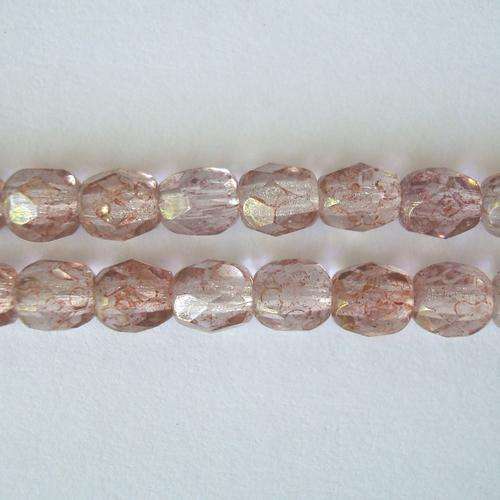 Czech Fire Polished 4mm 100pc - (+/- R0.16 each) - Crystal Subtle Purple-Brown