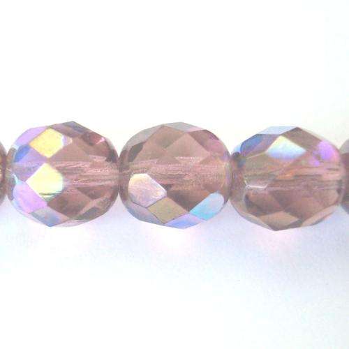 Czech Fire Polished 8mm 30pc - (+/- R0.67 each) - Amethyst AB