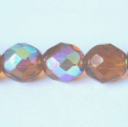 Czech Fire Polished 8mm 30pc - (+/- R0.67 each) - Topaz Dark AB