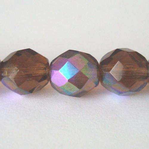 Czech Fire Polished 8mm 30pc - (+/- R0.67 each) - Topaz Smoked AB