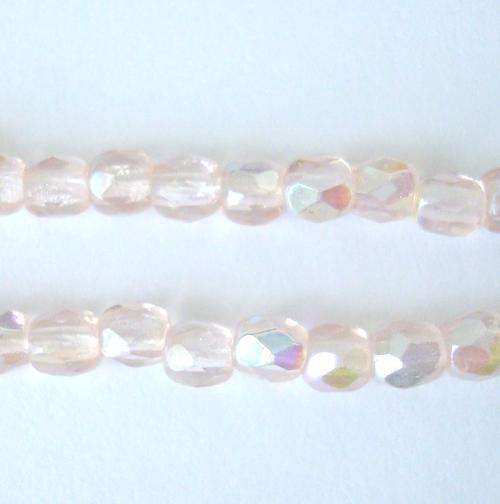 Czech Fire Polished 3mm 140pc - (+/- R0.11 each) - Pink Light AB