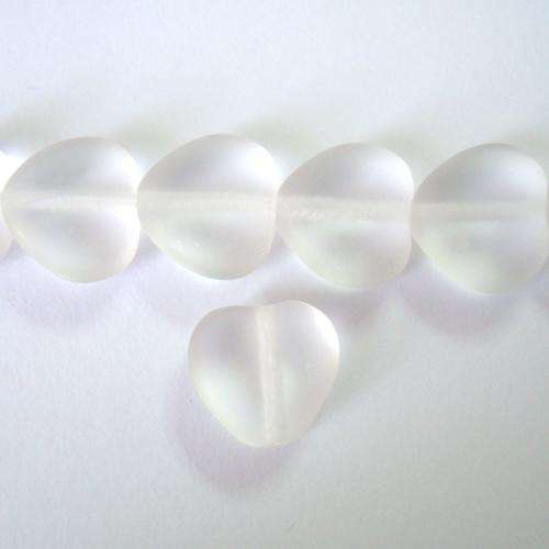 Czech Glass Heart 8mm 45pc - (+/- R0.24 each) - Crystal Frosted