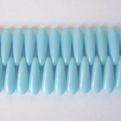Czech Glass Spears 2x10mm 130pc - (+/- R0.12 each) - Opaque Blue Light