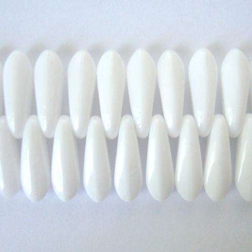 Czech Glass Spears 2x10mm 130pc - (+/- R0.11 each) - Opaque White