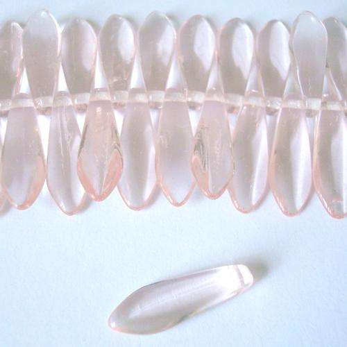 Czech Glass Spears 2-5x16mm 100pc - (+/- R0.24 each) - Pink