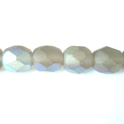 Czech Fire Polished 6mm 40pc - (+/- R0.38 each) - Black Diamond Frosted AB