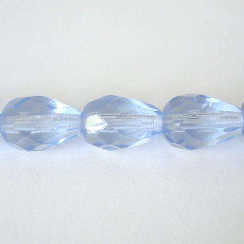 Czech Fire Polished Pear 10x7mm 27pc - Sapphire Light