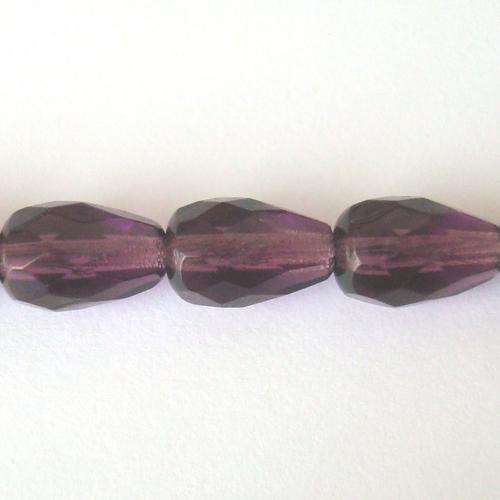 Czech Fire Polished Pear 10x7mm 27pc - Amethryst Dark