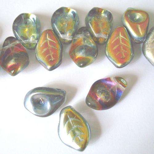 Czech Glass Leaf Curl 14x9mm 36pc - (+/- R0.53 each) - Crystal Autumn