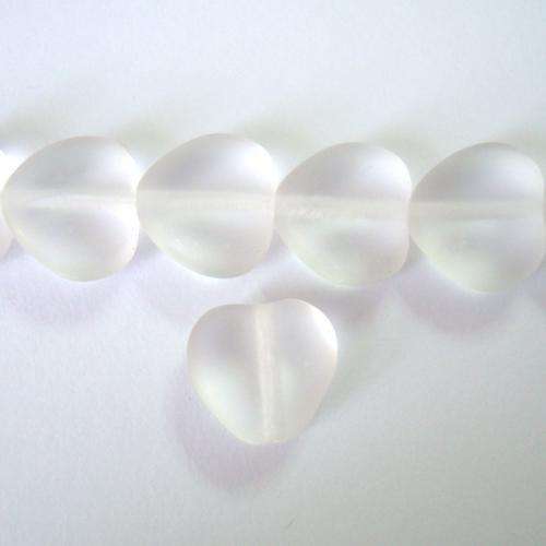 Czech Glass Heart 8mm 45pc - (+/- R0.30 each) - Crystal Frosted