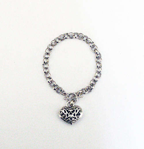 Silver Bracelet with Heart Charm