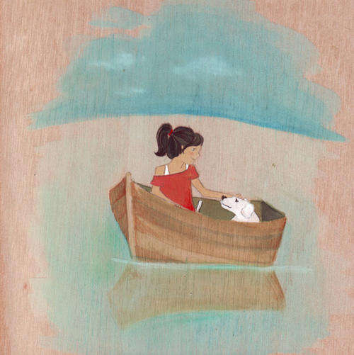 You and me doggie, Original painting acrylic, watercolor, pastel ink