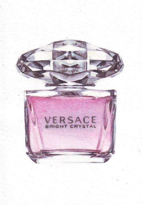 HM077 Original watercolor painting illustration Versace Bright Crystal Perfume Bottle