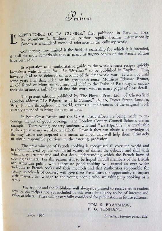 ESSENTIAL CLASSIC!: L. Saulnier's  Le Repertoire de la Cuisine, British De Luxe Edition, 1950, good