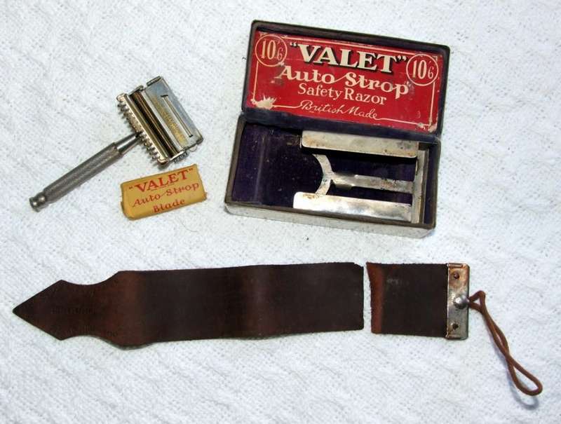 Vintage c1935 Valet Autostrop Single Edge Open Comb Safety Razor Original Metal Box Strop & Blades