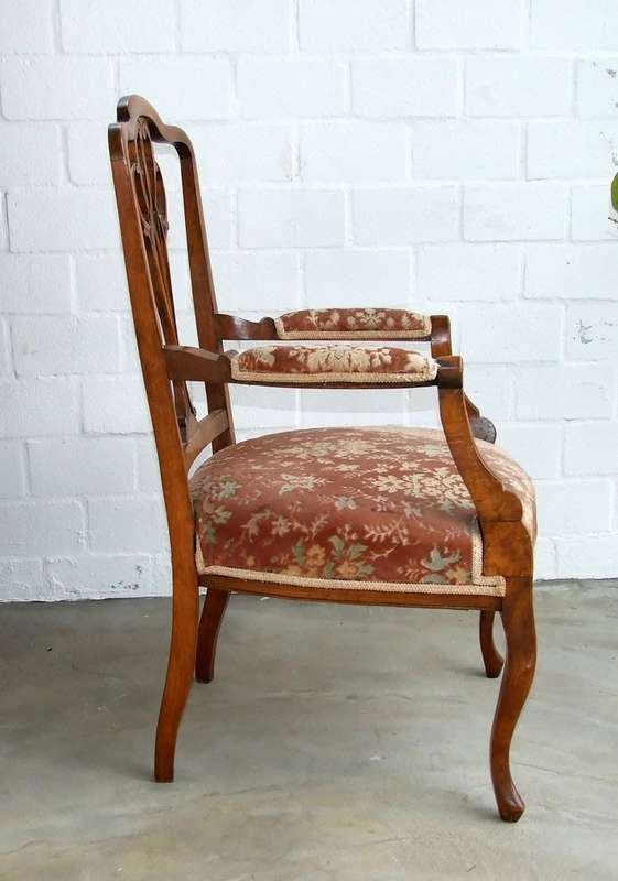 Antique Elbow (Carver) Chair in sturdy condition, fretwork damaged, probably Walnut.