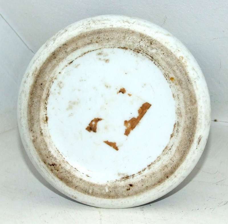 ANTIQUE HAND PAINTED CERAMIC HOOKAH BASE WITH TRANSFER PORTRAITS, PERSIAN