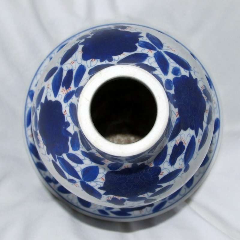 ANTIQUE HAND PAINTED CERAMIC HOOKAH BASE WITH TRANSFER PORTRAITS, PERSIAN