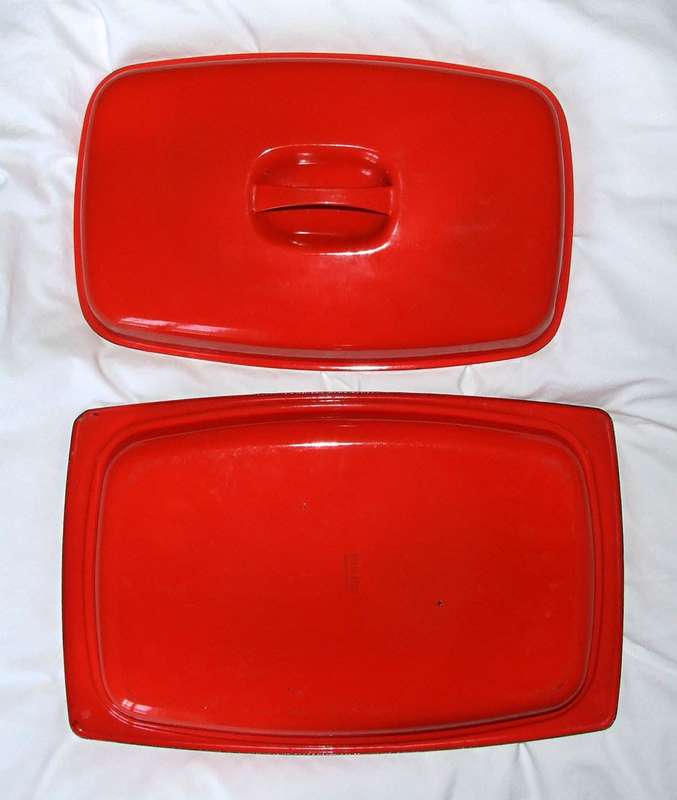 Rare large mid-century Finel enamel roasting pan/serving dish & lid Kaj Franck good condition