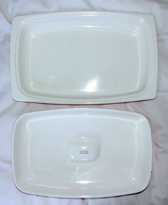 Rare large mid-century Finel enamel roasting pan/serving dish & lid Kaj Franck good condition