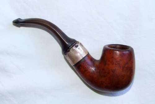 Antique PETERSON'S Dublin Premier System Smooth Bent Estate Pipe, Stirling Silver band.