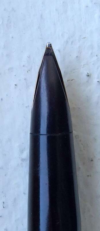 Vintage Boxed Black & Rolled Gold Parker 65 Pen in good working condition.