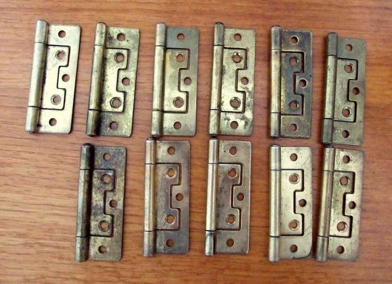 11 SOLID BRASS 75mm Flush Hinges, unused. Solid brass, not plated.