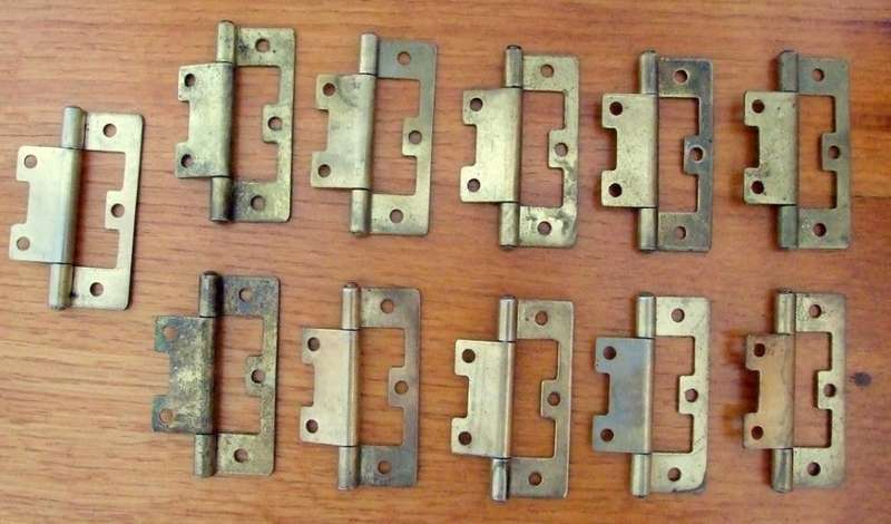 11 SOLID BRASS 75mm Flush Hinges, unused. Solid brass, not plated.