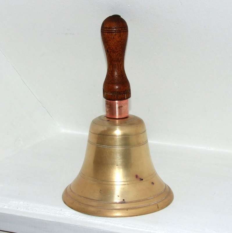 Large Vintage Cast Brass "School" Bell -- LOUD!