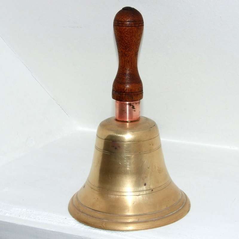 Large Vintage Cast Brass "School" Bell -- LOUD!